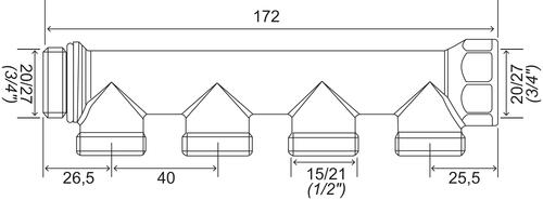 Collecteur laiton Easy Lock - entrées 20/27 - 4 départs  15/21
